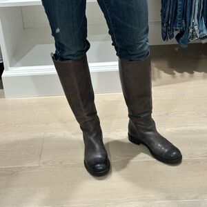 Alberto Fermani Gray Leather Tall Zip Back Boots Distressed Size 37 US 7